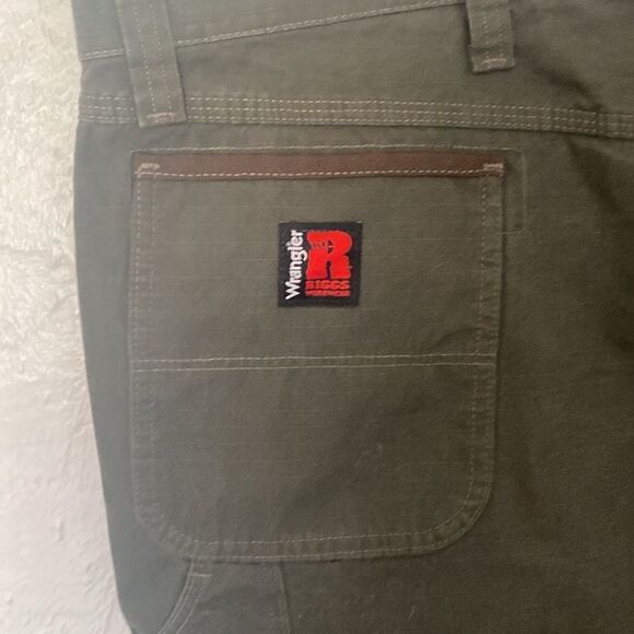 Wrangler Jeans Riggs Workwear Olive Green Size 48X30 Carpenter Like New - Picture 5 of 10